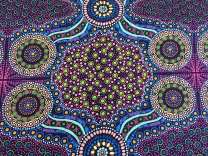 Australian Aboriginal Cotton Quilting Fabric by the YARD.  M&S Textiles Wild Bush Flowers Purple. For sewing, quilting, apparel, home decor.