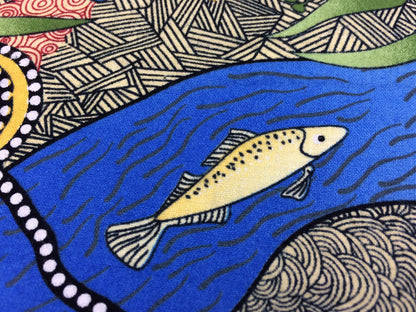 Australian Aboriginal Kingfisher Camp By The River Blue
