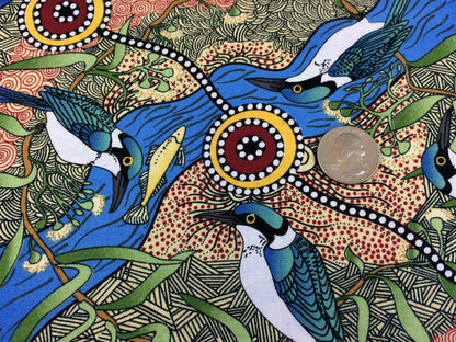 Australian Aboriginal Kingfisher Camp By The River Blue