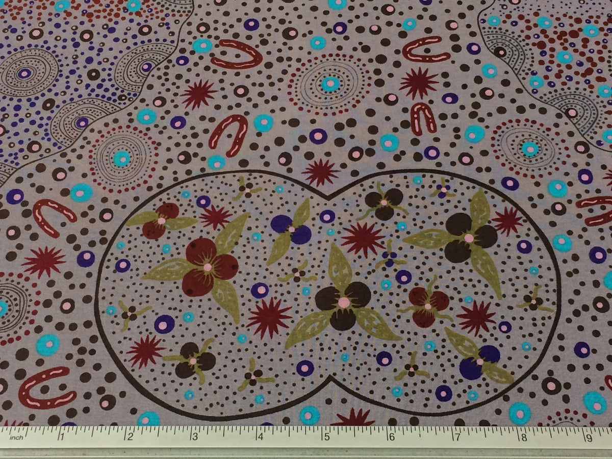 Australian Fabric--Aboriginal Fabric--Aboriginal Art--Cotton Fabric--Ethnic--Bush Food Dreaming Mint--Australian Fabric by the  YARD