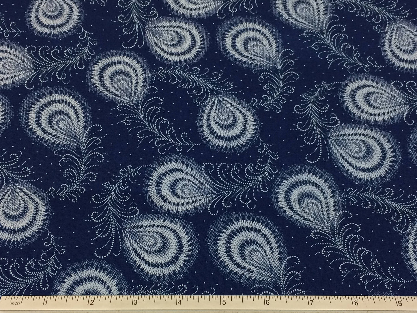 South African Shweshwe Fabric by the YARD. DaGama 3 Cats Indigo Peacock Feathers. 100% Cotton Fabric for Quilting, Apparel, and Home Decor