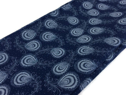 South African Shweshwe Fabric by the YARD. DaGama 3 Cats Indigo Peacock Feathers. 100% Cotton Fabric for Quilting, Apparel, and Home Decor