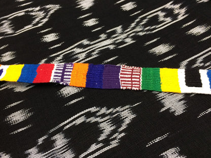 Hand Woven 1.25 Inch Wide Guatemalan Belt, Purse Strap, Sash Sold by the YARD. Cotton Mayan Toto Belt Textile in Rainbow Stripe Assort Color