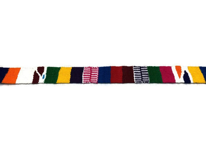 Hand Woven 1.25 Inch Wide Guatemalan Belt, Purse Strap, Sash Sold by the YARD. Cotton Mayan Toto Belt Textile in Rainbow Stripe Assort Color