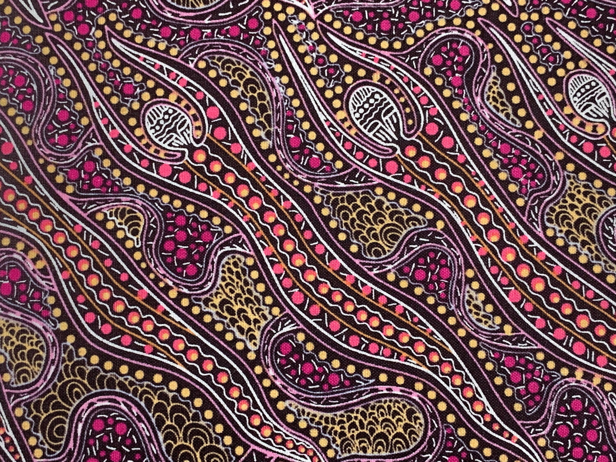 Australian Aboriginal Cotton Quilting Fabric by the YARD.  M&S Textiles Spirit Dreaming Purple. Aboriginal Art Fabric for Apparel or Decor.