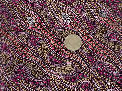 Australian Aboriginal Cotton Quilting Fabric by the YARD.  M&S Textiles Spirit Dreaming Purple. Aboriginal Art Fabric for Apparel or Decor.