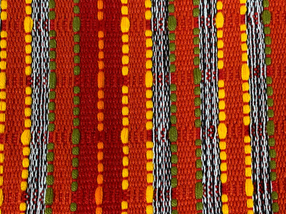 Guatemalan Handwoven Red Textured Boucle Striped Ikat