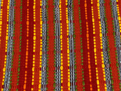 Guatemalan Handwoven Red Textured Boucle Striped Ikat