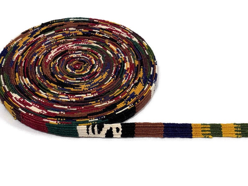 Hand Woven 1/2 Inch Wide Guatemalan Belt or Purse Strap Sold per YARD. Cotton Mayan Toto Belt Textile in Earth Tone Brown,Tan,Maroon,Green
