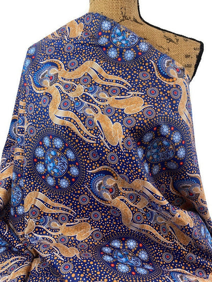 Australian Aboriginal Cotton Quilting Fabric by the YARD. M&S Textile Women Collecting Bush Food Gold. For sewing, quilting, apparel, decor.