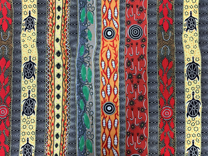 Australian Aboriginal Cotton Quilting Fabric by the YARD.  M&S Textiles "Dreaming in One Black/Yellow". For sewing, quilting, home decor.