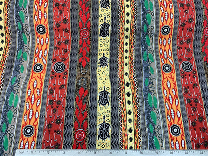 Australian Aboriginal Cotton Quilting Fabric by the YARD.  M&S Textiles "Dreaming in One Black/Yellow". For sewing, quilting, home decor.