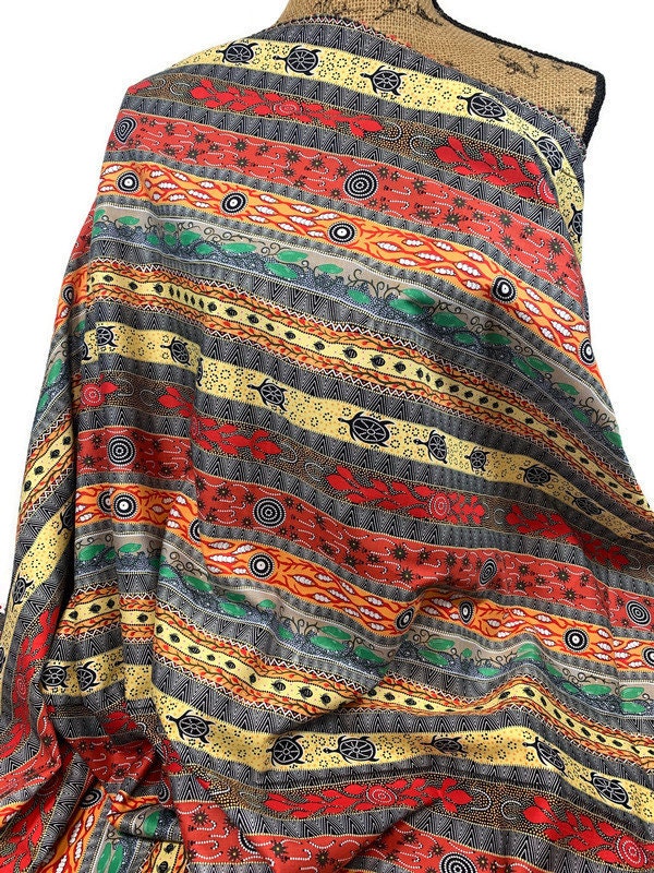 Australian Aboriginal Cotton Quilting Fabric by the YARD.  M&S Textiles "Dreaming in One Black/Yellow". For sewing, quilting, home decor.