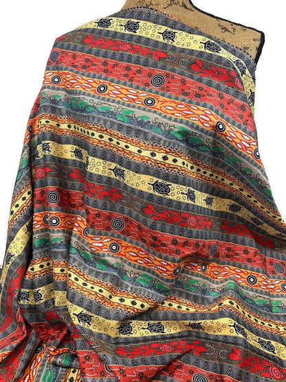 Australian Aboriginal Cotton Quilting Fabric by the YARD.  M&S Textiles "Dreaming in One Black/Yellow". For sewing, quilting, home decor.