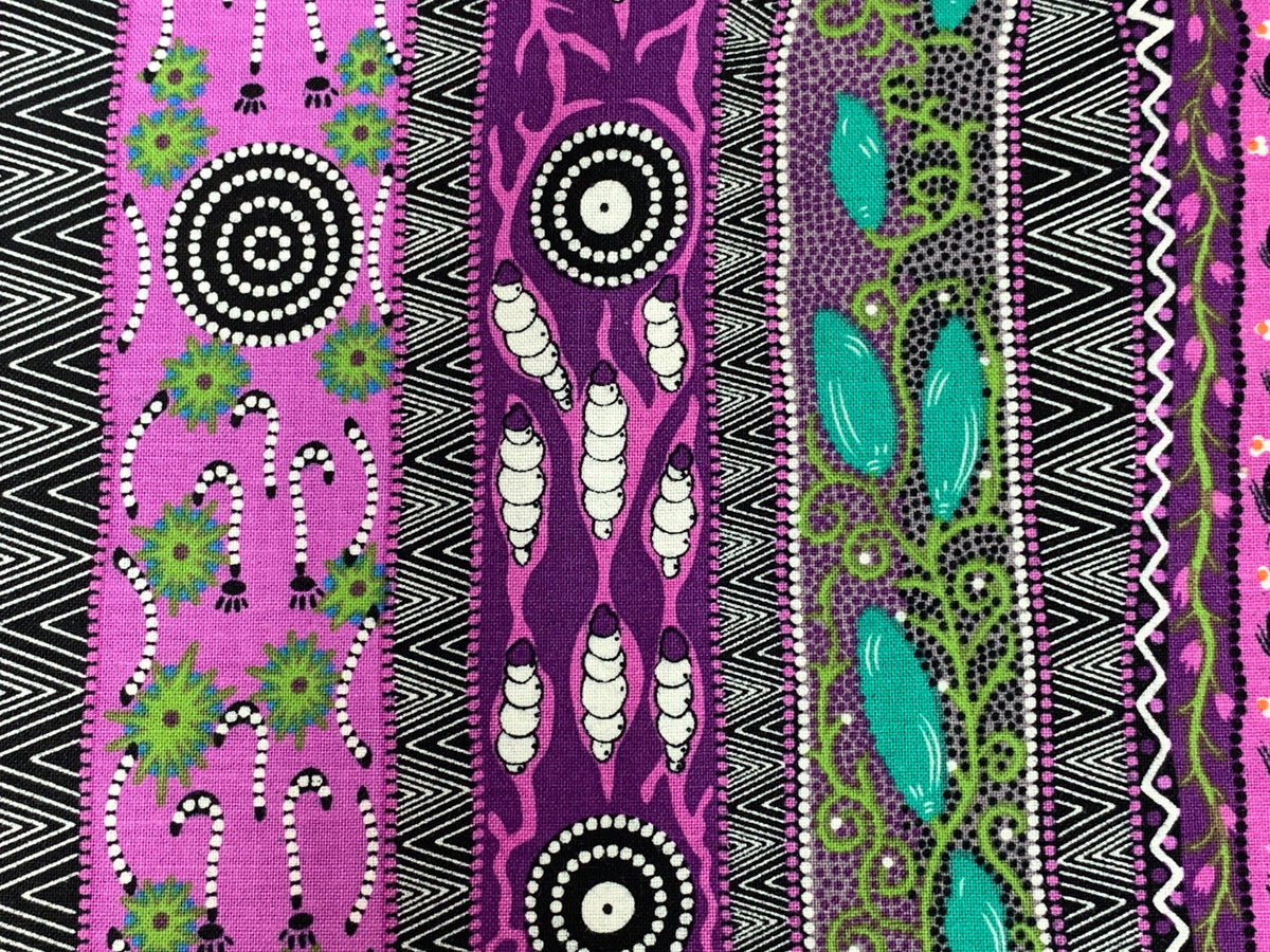 Australian Aboriginal Cotton Quilting Fabric by the YARD.  M&S Textiles "Dreaming in One Purple". For sewing, quilting, apparel, home decor.