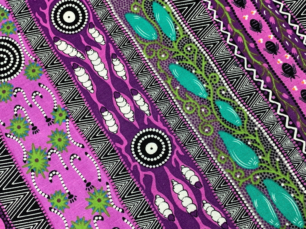 Australian Aboriginal Cotton Quilting Fabric by the YARD.  M&S Textiles "Dreaming in One Purple". For sewing, quilting, apparel, home decor.