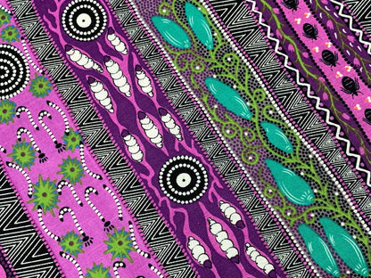 Australian Aboriginal Cotton Quilting Fabric by the YARD.  M&S Textiles "Dreaming in One Purple". For sewing, quilting, apparel, home decor.