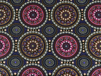 Australian Aboriginal Cotton Quilting Fabric by the YARD. M&S Textile Bush Berry Blue. Fabric for sewing, quilting, apparel, and home decor.