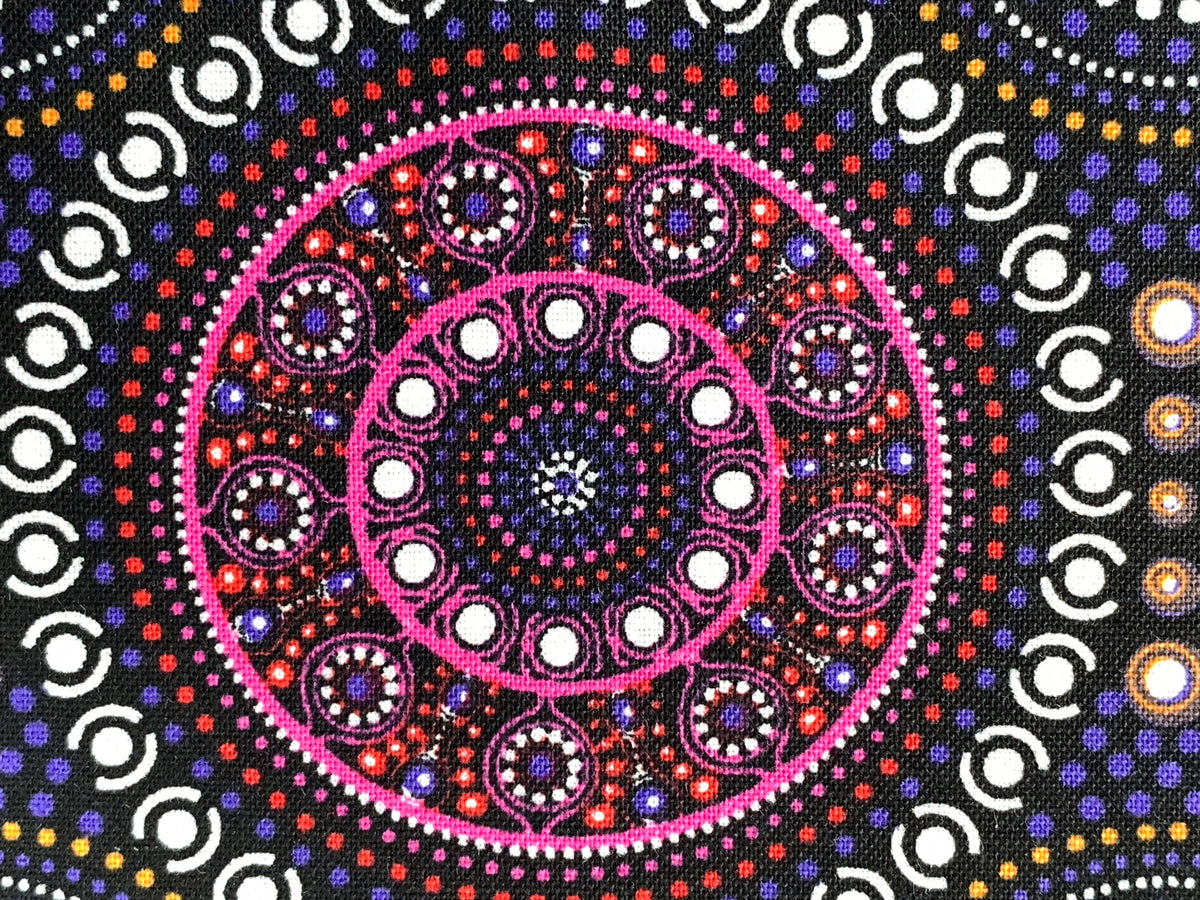 Australian Aboriginal Cotton Quilting Fabric by the YARD. M&S Textile Bush Berry Blue. Fabric for sewing, quilting, apparel, and home decor.