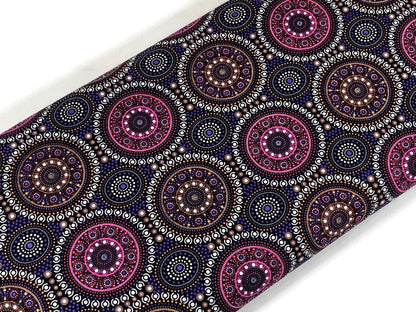 Australian Aboriginal Cotton Quilting Fabric by the YARD. M&S Textile Bush Berry Blue. Fabric for sewing, quilting, apparel, and home decor.