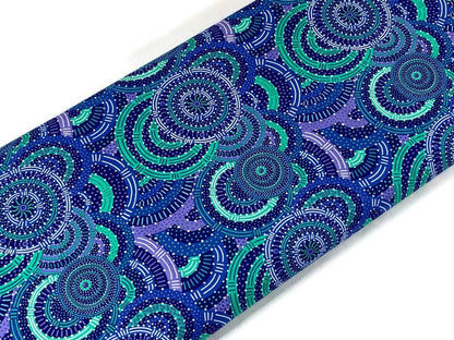Australian Aboriginal Cotton Quilting Fabric by the YARD. M&S Textile Women's Body Dreaming Blue. For sewing, quilting, apparel, home decor.