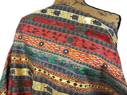 Australian Aboriginal Cotton Quilting Fabric by the YARD.  M&S Textiles "Dreaming in One Black/Yellow". For sewing, quilting, home decor.