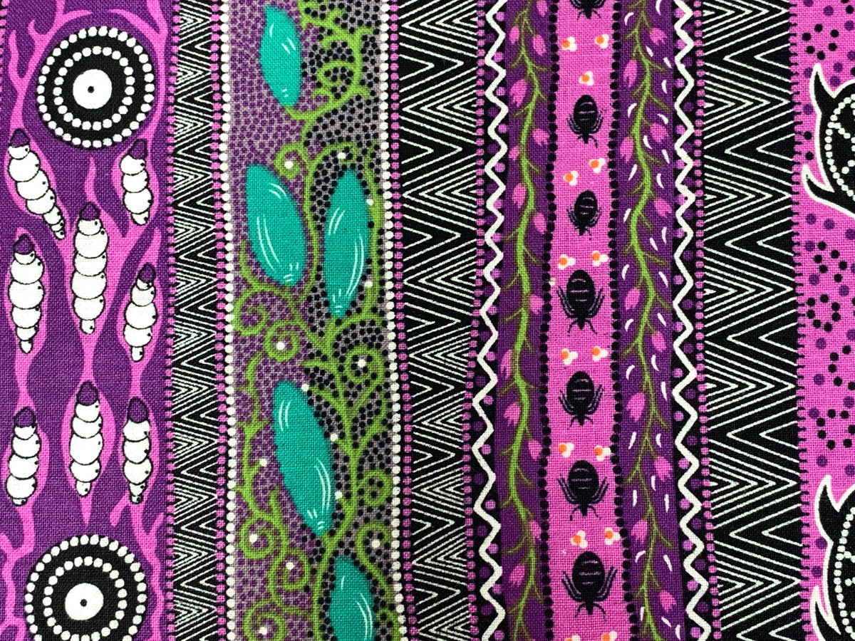 Australian Aboriginal Cotton Quilting Fabric by the YARD.  M&S Textiles "Dreaming in One Purple". For sewing, quilting, apparel, home decor.