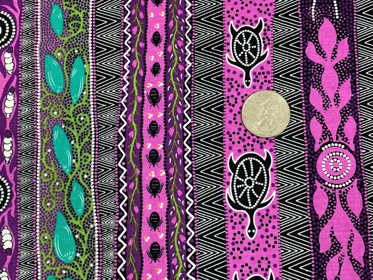 Australian Aboriginal Cotton Quilting Fabric by the YARD.  M&S Textiles "Dreaming in One Purple". For sewing, quilting, apparel, home decor.
