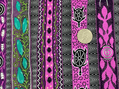 Australian Aboriginal Cotton Quilting Fabric by the YARD.  M&S Textiles "Dreaming in One Purple". For sewing, quilting, apparel, home decor.