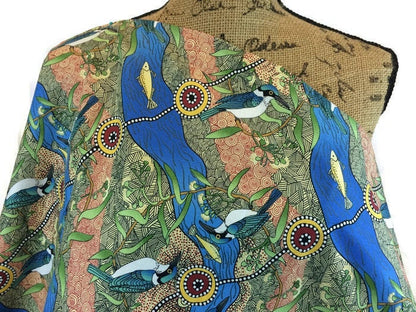 Australian Aboriginal Kingfisher Camp By The River Blue