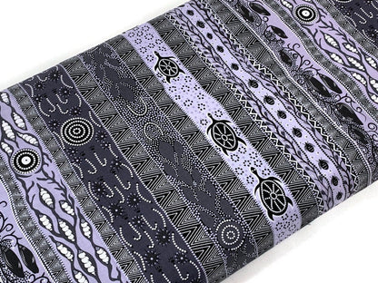 Australian Aboriginal Cotton Quilting Fabric by the YARD.  M&S Textiles "Dreaming in One Ash and Black". For sewing, quilting, home decor.