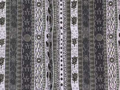 Australian Aboriginal Cotton Quilting Fabric by the YARD.  M&S Textiles "Dreaming in One Ash and Black". For sewing, quilting, home decor.