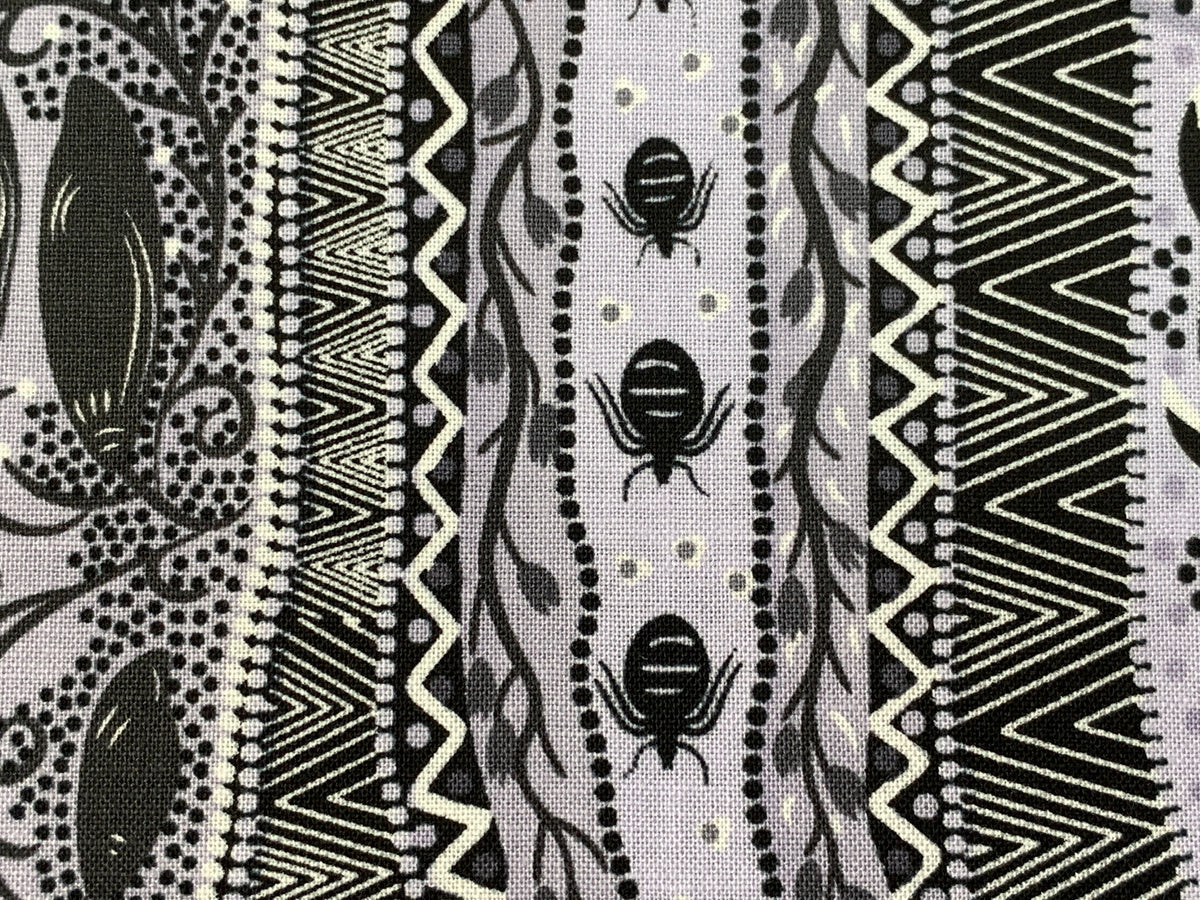 Australian Aboriginal Cotton Quilting Fabric by the YARD.  M&S Textiles "Dreaming in One Ash and Black". For sewing, quilting, home decor.