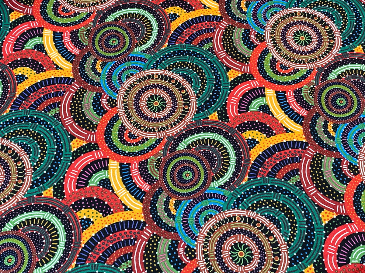 Australian Aboriginal Cotton Quilting Fabric by the YARD. M&S Textiles Womens Body Dreaming Black. For sewing, quilting, apparel, home decor