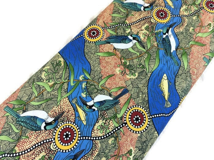 Australian Aboriginal Kingfisher Camp By The River Blue
