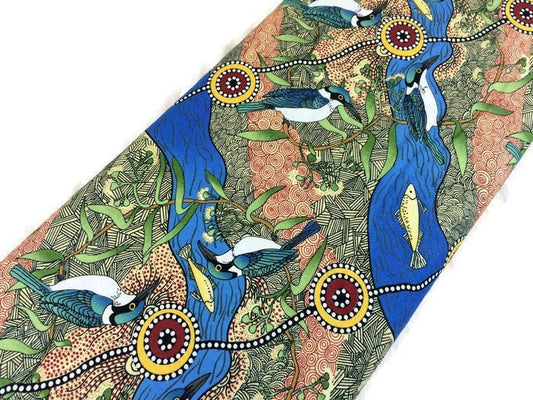 Australian Aboriginal Kingfisher Camp By The River Blue