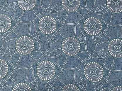 Australian Aboriginal Cotton Quilting Fabric by the YARD. M&S Textiles "Kangaroo Path Blue". For sewing, quilting, apparel, home decor.