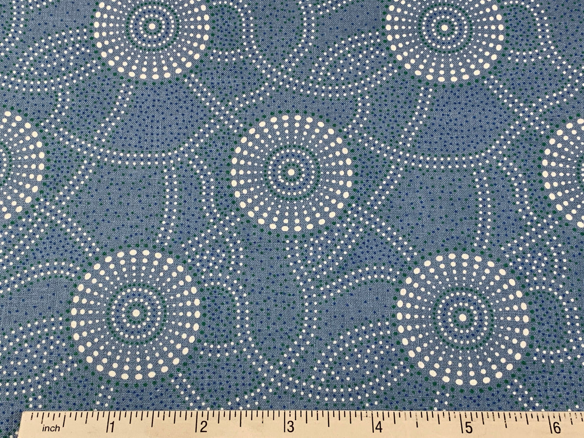 Australian Aboriginal Cotton Quilting Fabric by the YARD. M&S Textiles "Kangaroo Path Blue". For sewing, quilting, apparel, home decor.