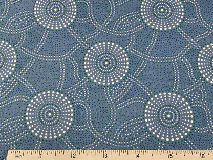 Australian Aboriginal Cotton Quilting Fabric by the YARD. M&S Textiles "Kangaroo Path Blue". For sewing, quilting, apparel, home decor.