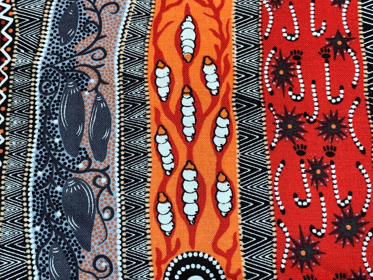 Australian Aboriginal Cotton Quilting Fabric by the YARD.  M&S Textiles "Dreaming in One Flame Orange". For sewing, quilting, home decor.