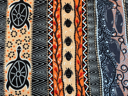 Australian Aboriginal Cotton Quilting Fabric by the YARD.  M&S Textiles "Dreaming in One Flame Orange". For sewing, quilting, home decor.