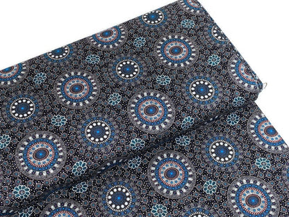 Australian Aboriginal Cotton Quilting Fabric by the YARD. M&S Textile Alura Seed Dreaming Blue. For sewing, quilting, apparel, home decor.