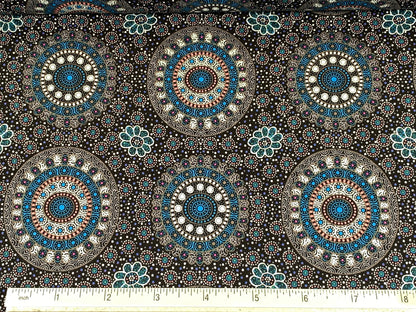 Australian Aboriginal Cotton Quilting Fabric by the YARD. M&S Textile Alura Seed Dreaming Blue. For sewing, quilting, apparel, home decor.