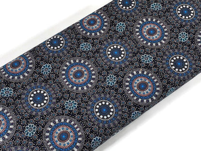 Australian Aboriginal Cotton Quilting Fabric by the YARD. M&S Textile Alura Seed Dreaming Blue. For sewing, quilting, apparel, home decor.