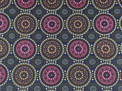 Australian Aboriginal Cotton Quilting Fabric by the YARD. M&S Textile Bush Berry Blue. Fabric for sewing, quilting, apparel, and home decor.