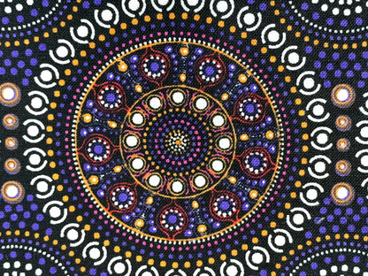Australian Aboriginal Cotton Quilting Fabric by the YARD. M&S Textile Bush Berry Blue. Fabric for sewing, quilting, apparel, and home decor.