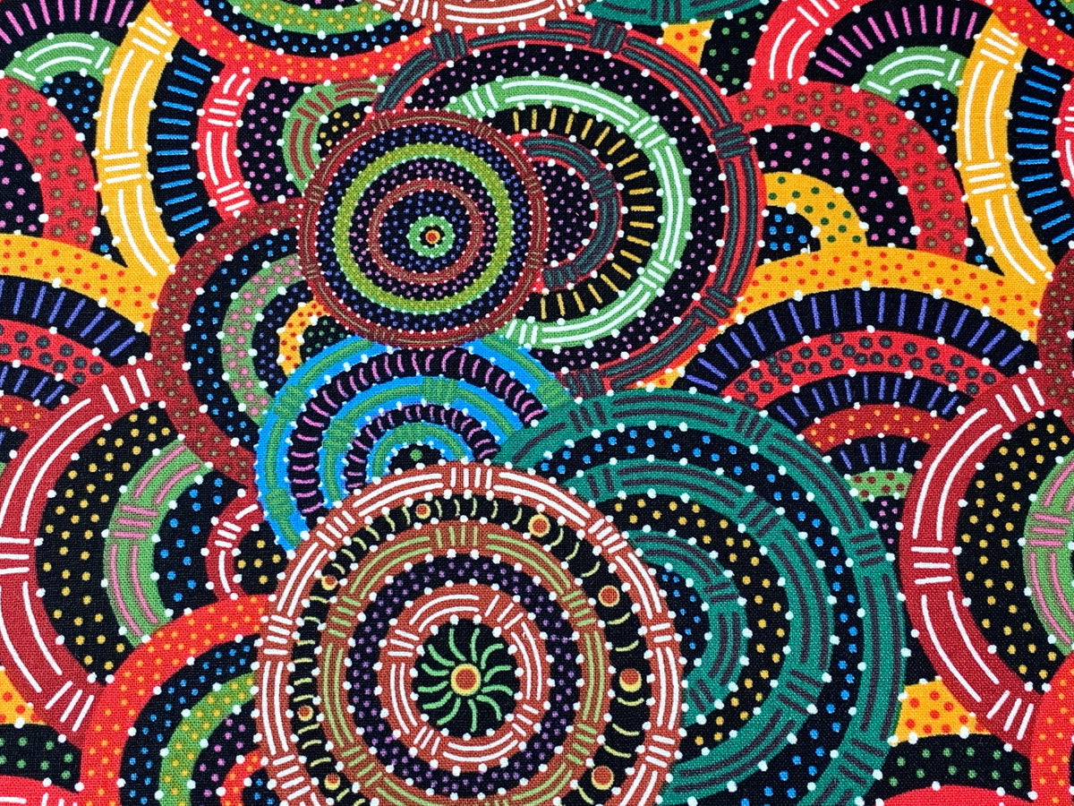 Australian Aboriginal Cotton Quilting Fabric by the YARD. M&S Textiles Womens Body Dreaming Black. For sewing, quilting, apparel, home decor