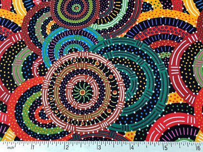 Australian Aboriginal Cotton Quilting Fabric by the YARD. M&S Textiles Womens Body Dreaming Black. For sewing, quilting, apparel, home decor