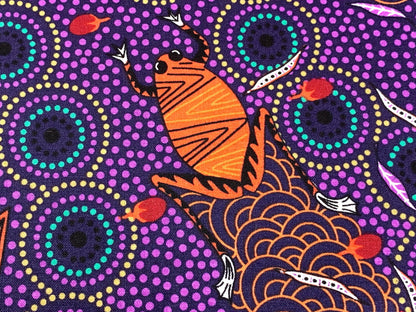 Australian Aboriginal Cotton Quilting Fabric by the YARD. M&S Textiles "Around Waterhole Purple". For sewing, quilting, apparel, home decor.
