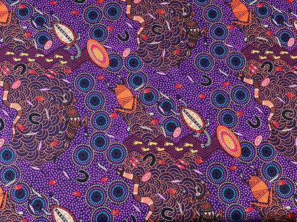 Australian Aboriginal Cotton Quilting Fabric by the YARD. M&S Textiles "Around Waterhole Purple". For sewing, quilting, apparel, home decor.